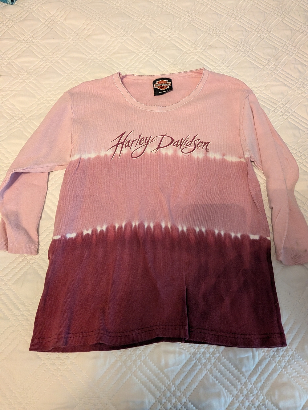 Harley-Davidson Pink to Burgundy Ombre Tie-Dye Long Sleeve Tee